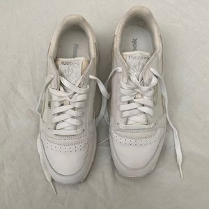 Reebok classic white silver detail leather